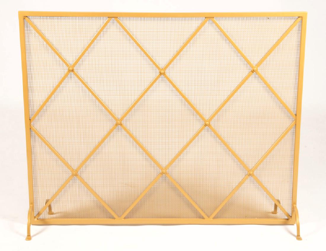 GOLD PAINTED WROUGHT IRON FIREPLACE SCREEN (1 of 3)