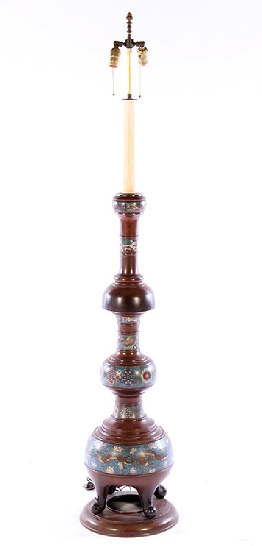 CHAMPLEVE DECORATED STANDING FLOOR LAMP (1 of 5)