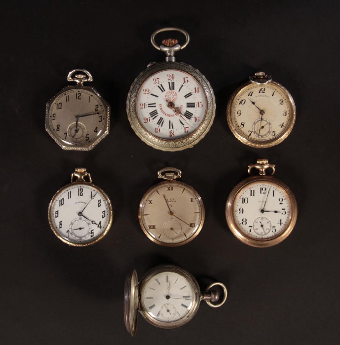 7 ANTIQUE POCKET WATCHES ILLINOS ELGIN C.1930 (1 of 4)