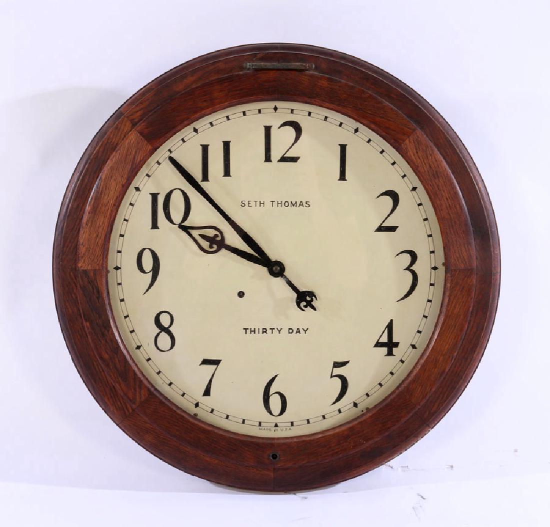 LARGE OAK SETH THOMAS GALLERY CLOCK C. 1910