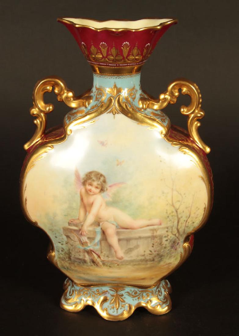 ROYAL VIENNA 2 HANDLED 2 SIDED VASE 1920 (1 of 6)