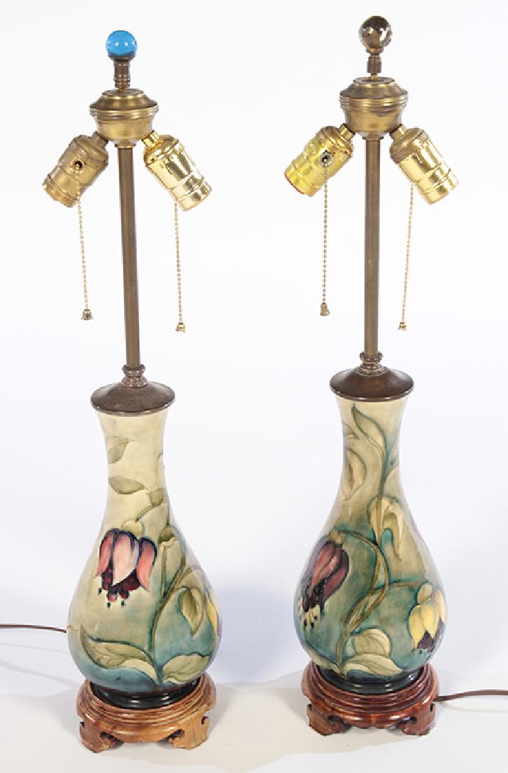 MATCHED PAIR 2 SOCKET MOORCROFT LAMPS 1930 (1 of 6)