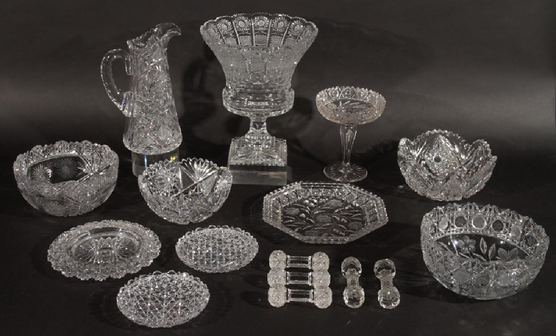 A 16 PIECE LOT OF VINTAGE CUT CRYSTAL ITEMS (1 of 6)