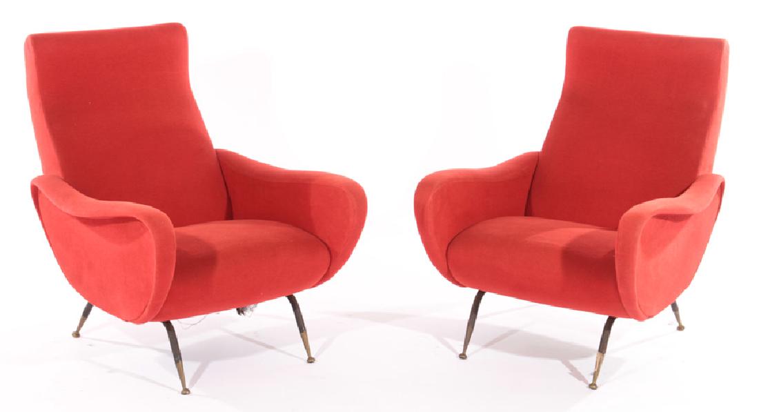 PAIR MARCO ZANUSO UPHOLSTERED CLUB CHAIRS 1960 (1 of 5)