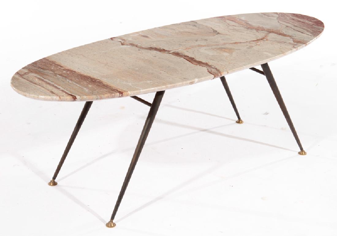 ITALIAN MODERN COFFEE TABLE OVAL MARBLE TOP 1950 (1 of 4)