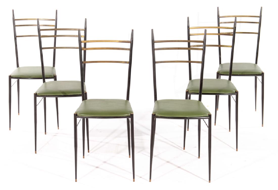 SET 6 ITALIAN IRON BRASS DINING CHAIRS 1960 (1 of 5)