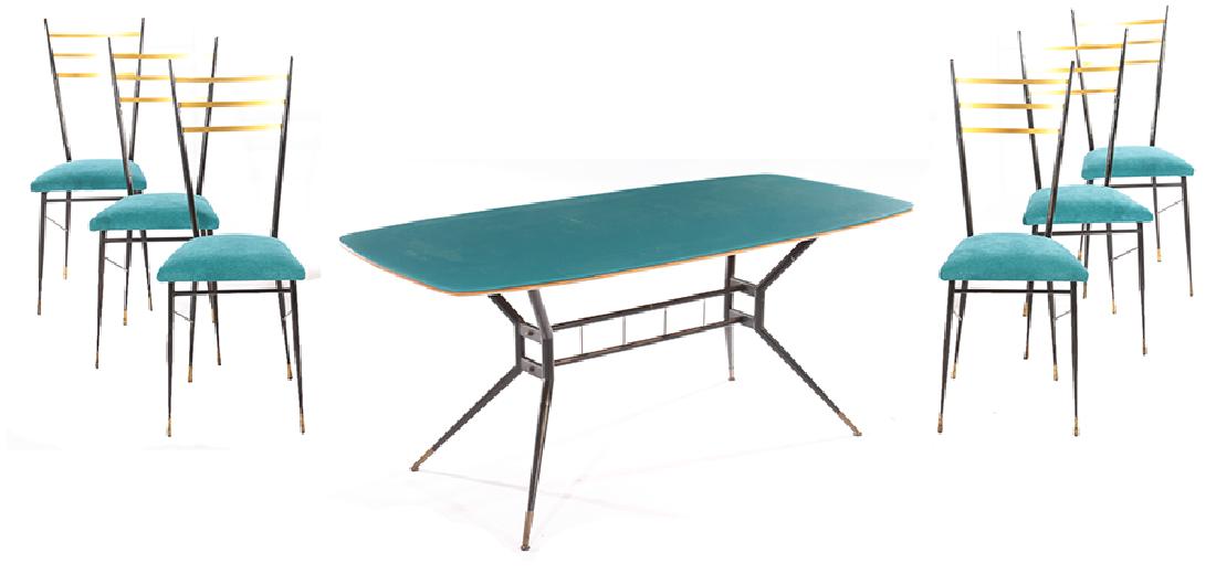 SET 6 IRON & ALUMINUM DINING CHAIRS & TABLE 1950 (1 of 11)