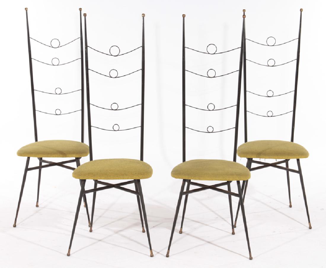 SET FOUR ITALIAN MODERN WROUGHT IRON CHAIRS 1970 (1 of 5)