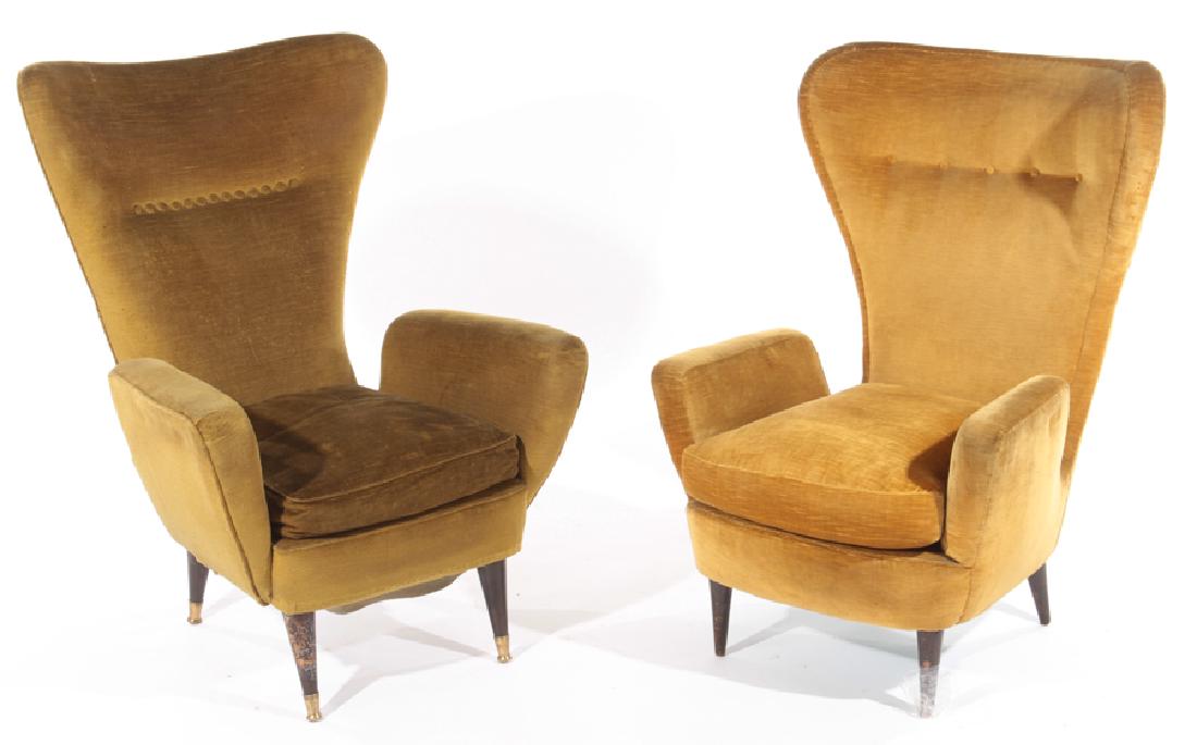 ASSOCIATED PAIR ITALIAN MODERN WING CHAIRS 1950 (1 of 6)