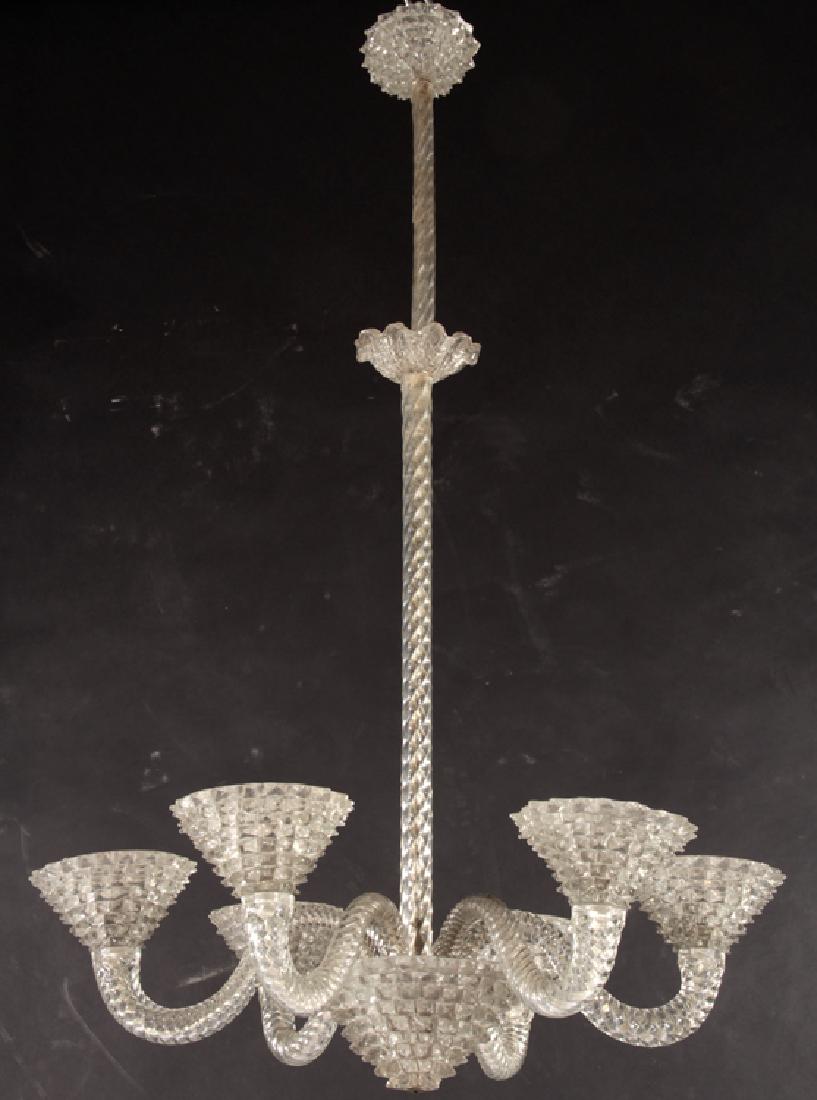 ITALIAN MURANO GLASS 6 ARM CHANDELIER 1950 (1 of 5)