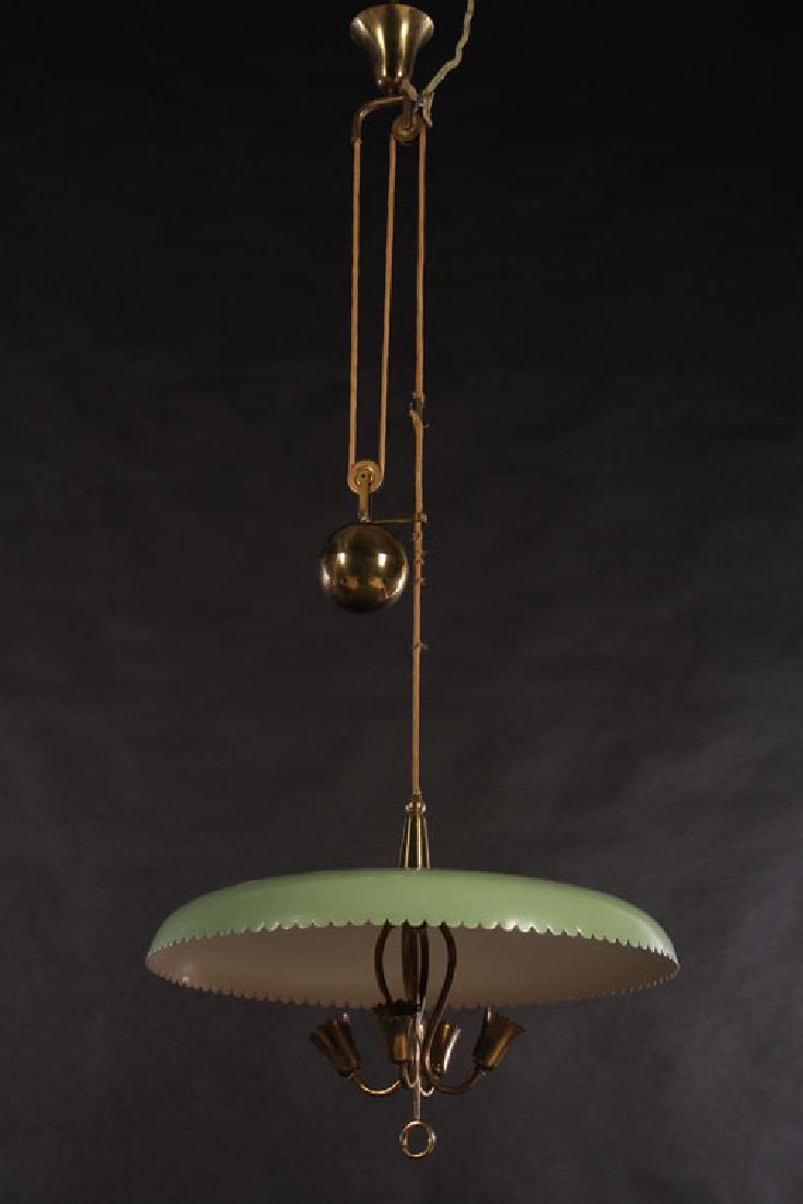 ITALIAN BRASS COUNTER WEIGHTED HANGING LIGHT 1960 (1 of 4)