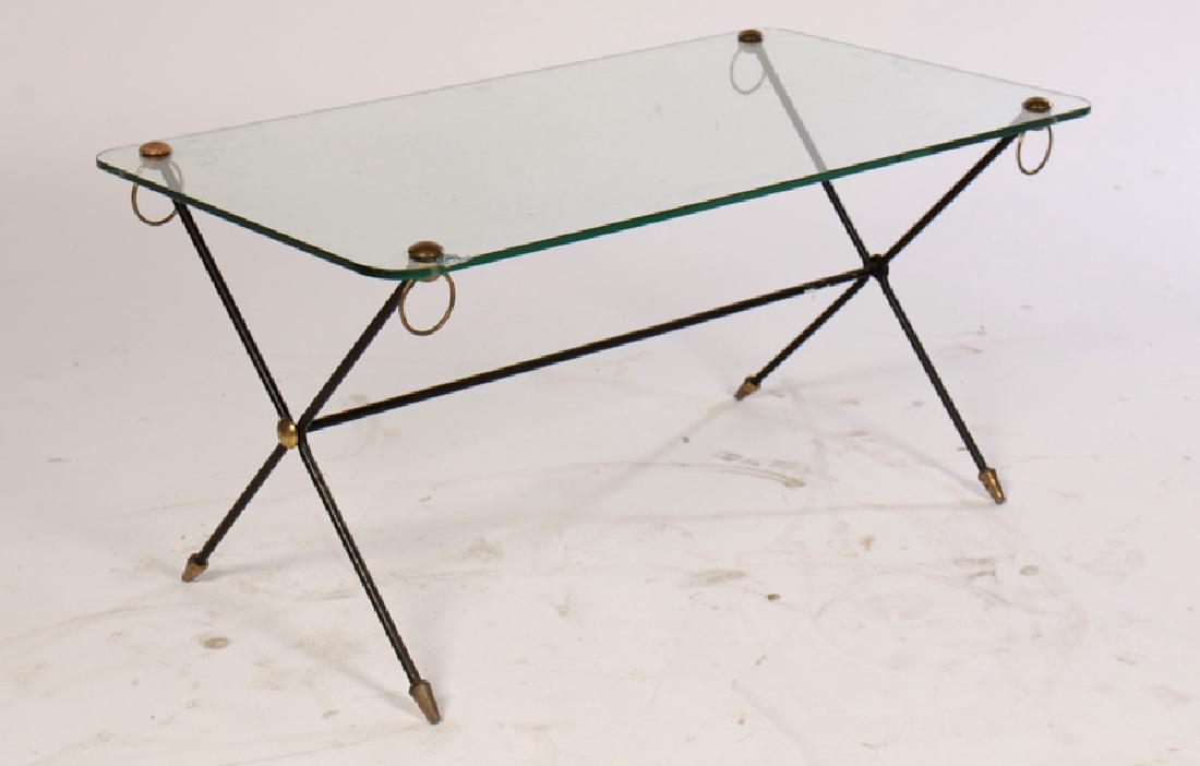 GLASS TOP COFFEE TABLE JACQUES ADNET MANNER 1950 (1 of 6)