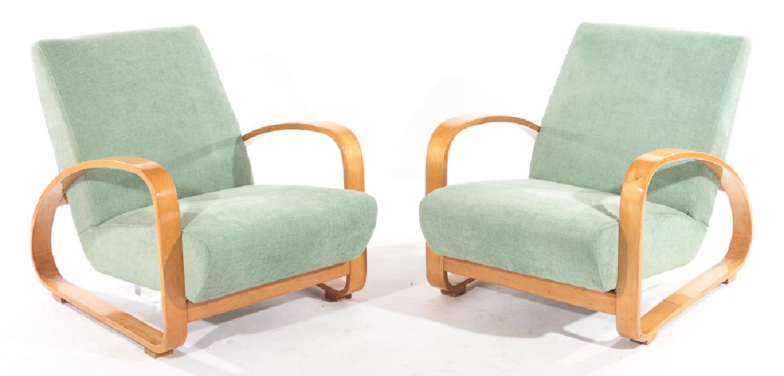 PAIR ITALIAN ART DECO LOUNGE CHAIRS 1960 (1 of 5)