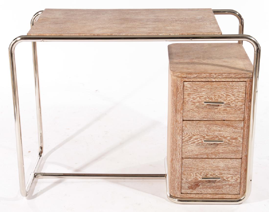 ART DECO CERUED OAK DESK CHROME FRAME 1950 (1 of 5)