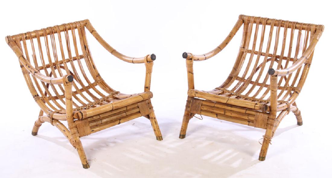 PAIR ITALIAN MODERN BAMBOO LOUNGE CHAIRS 1960 (1 of 6)