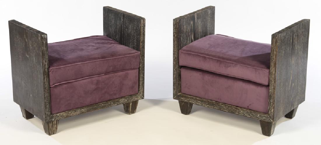 PAIR CERUSED OAK BENCHES JEAN MICHEL FRANK (1 of 5)