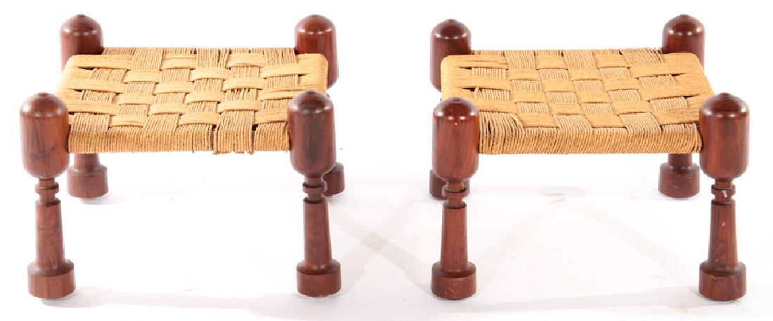 PAIR STOOLS CHARLOTTE PERRIAND RUSH SEATS 1960 (1 of 4)
