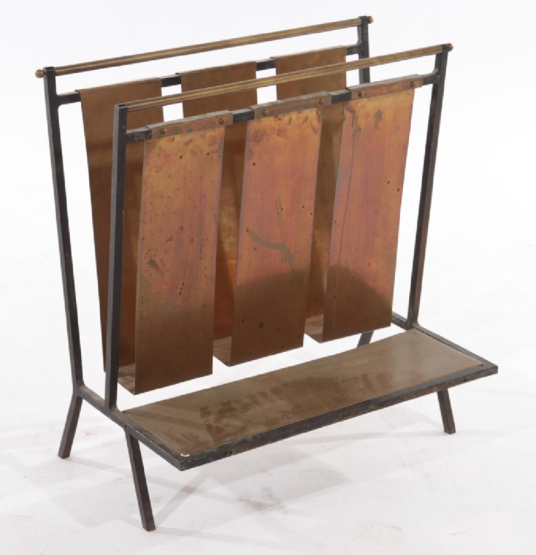 FRENCH BRASS WROUGHT IRON MAGAZINE RACK 1960 (1 of 4)