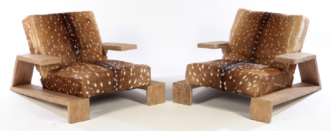 PAIR CERUSED OAK LOUNGE CHAIRS JEAN MICHEL FRANK (1 of 5)