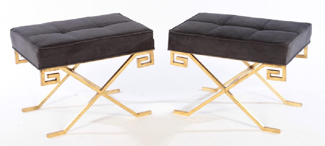 PAIR GILT IRON BENCHES JEAN MICHEL FRANK (1 of 5)