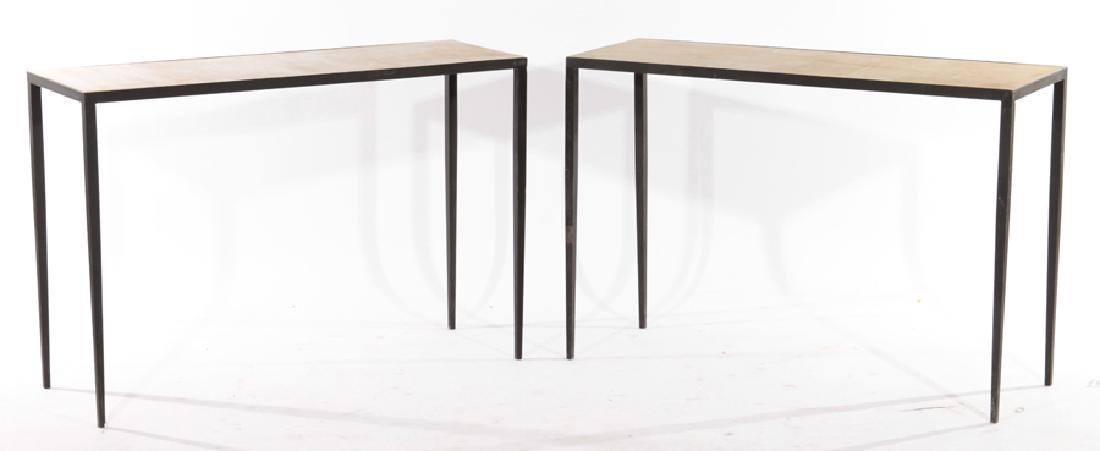 PAIR PARCHMENT IRON CONSOLE TABLES (1 of 5)