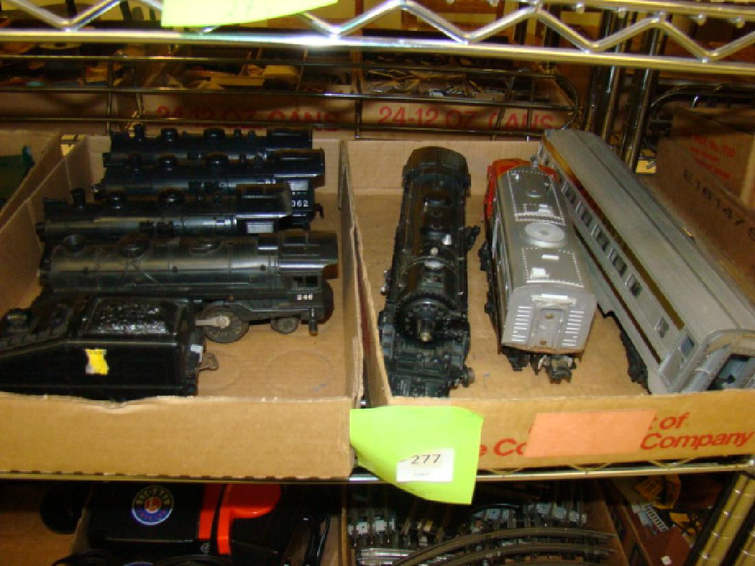 PRESIDENT MCKINLEY OBSERVATION CAR & MORE: PRESIDENT MCKINLEY OBSERVATION CAR & MORE NUMEROUS LOCOMOTIVES-VINTAGE LIONEL 685 LOCOMOTIVE-SANTA FE 212 LOCOMOTIVE & MCKINLEY OBSERVATION CAR IS MISSING THE FRONT CURVE PIECE. ALL AS-IS