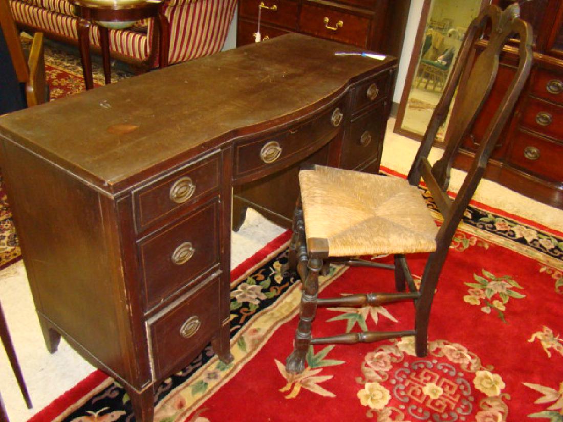 ANTIQUE 7 DRAWER DESK WITH CHAIR (1 of 8)