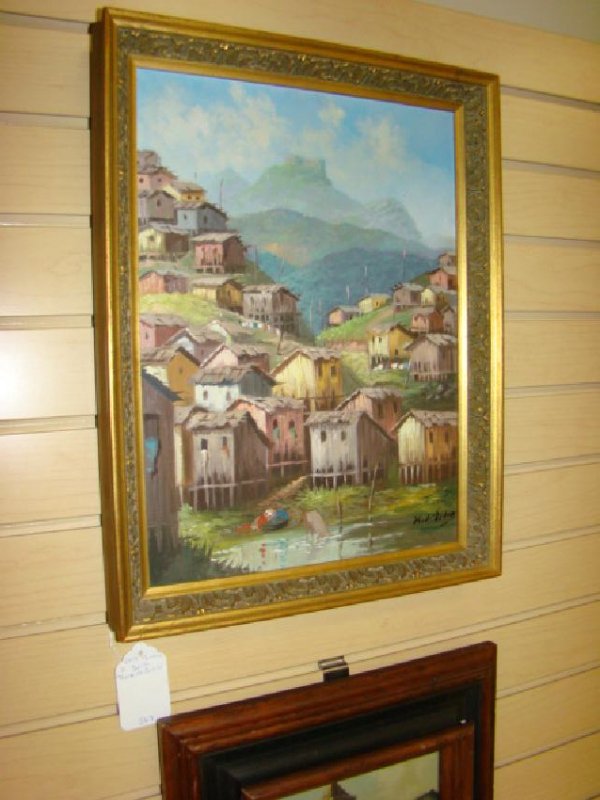 ORIGINAL BRAZILIAN PAINTING OF MOUNTAINOUS TOWN (1 of 3)