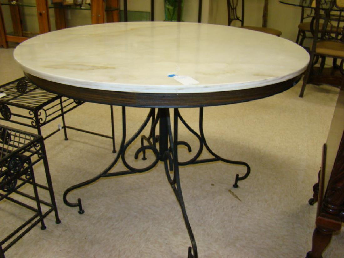 WROUGHT IRON & MARBLE TOP PATIO TABLE (1 of 3)