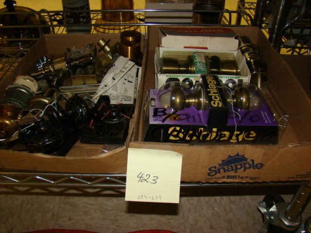 DOOR HARDWARE: DOOR HARDWARE-SOME VINTAGE & SOME NEW IN BOX-BRASS-CHROME & MORE