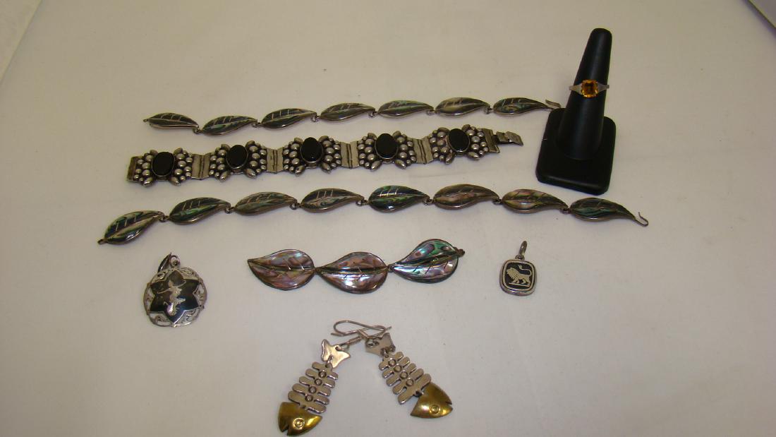 VINTAGE STERLING  ABALONE NECKLACE - BRACELET - AN (1 of 10)