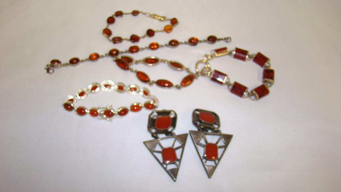 VINTAGE RED STONE BRACELETS AND EARRINGS (1 of 8)