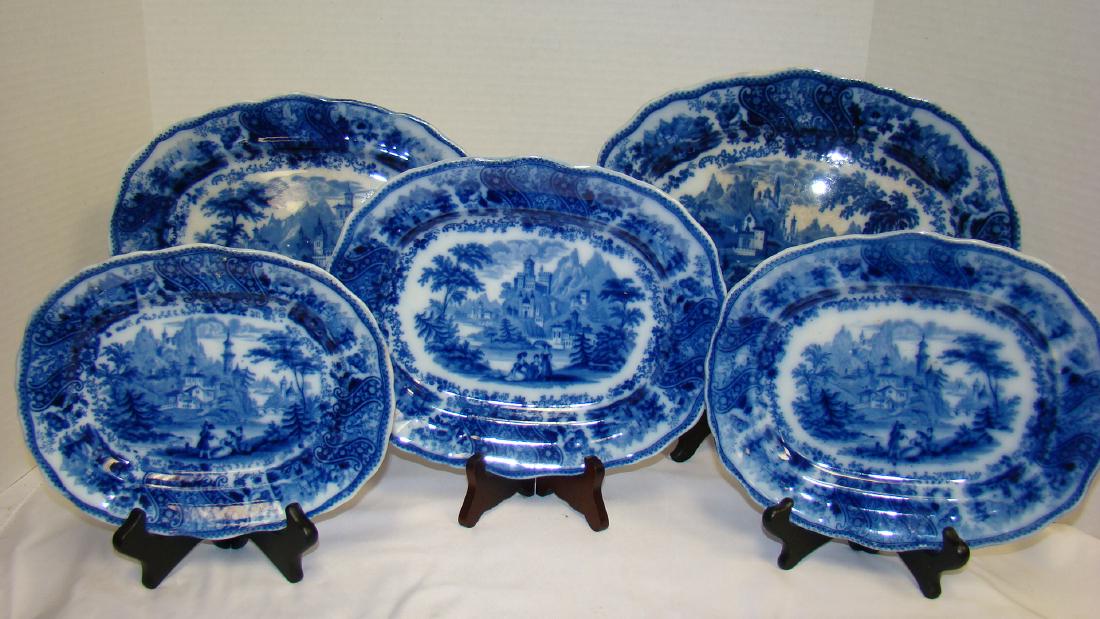 5 BEAUITIFUL MIDDLEPORT POTTERY FLOW BLUE PLATTERS (1 of 10)