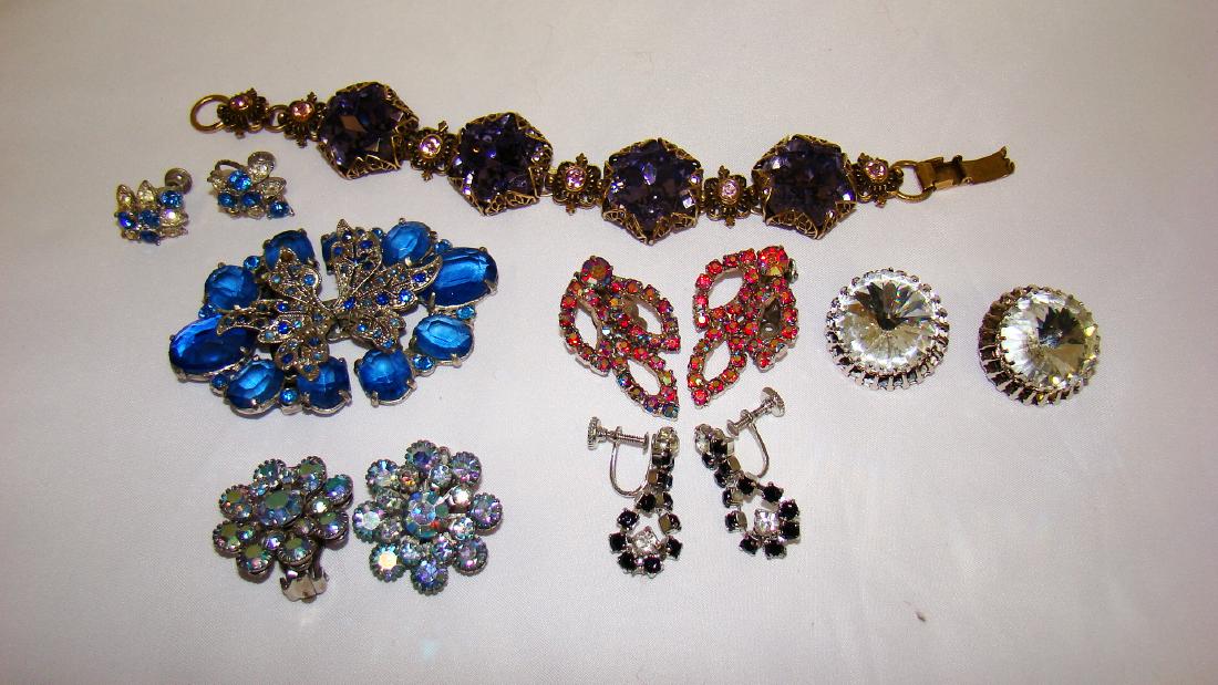 VINTAGE COLORED RHINESTONE EARRINGS AND MORE (1 of 8)