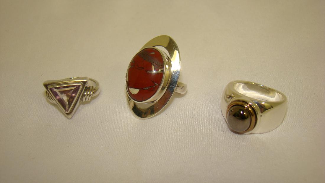 3 STERLING SILVER RINGS - VARIOUS SIZES (1 of 4)