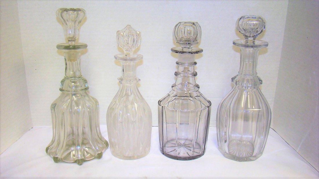4 ANTIQUE HEAVY CRYSTAL WHISKEY DECANTERS (1 of 7)