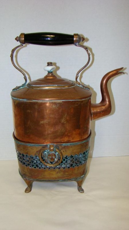 ANTIQUE COPPER KETTLE AND HEATING BASE/BURNER (1 of 9)