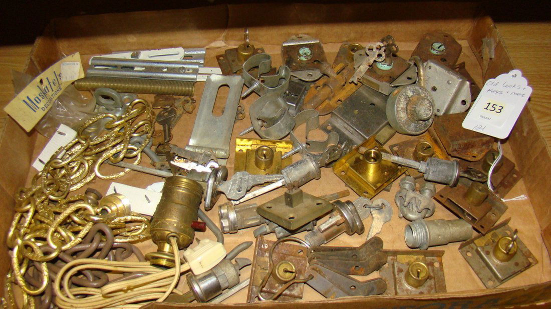 ANTIQUE DOOR LOCKS WITH KEYS AND MORE (1 of 7)