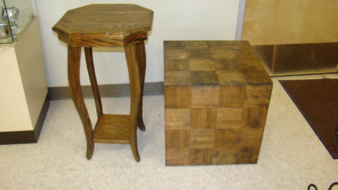 OAK PLANT STAND & CUBE TABLE (1 of 5)