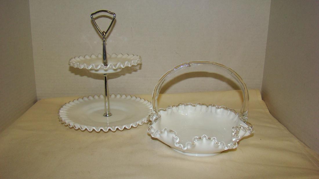 VINTAGE SILVER CREST FENTON CANDY DISH & 2 TEIR RE (1 of 6)