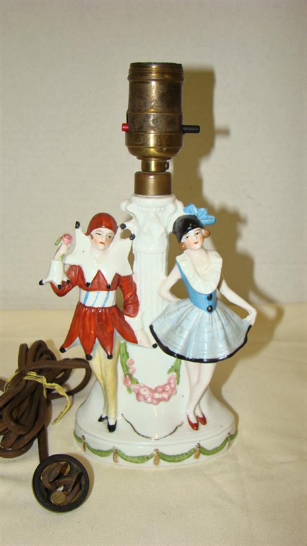 VINTAGE ART DECO PIERROT/CLOWN & LADY LAMP (1 of 5)