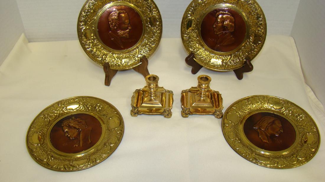 BRASS CANDLESTICKS & VINTAGE COMPOSER PLATES (1 of 8)