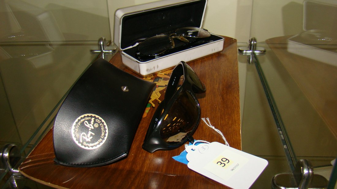 RAY BAN AND DKNY PRESCRIPTION GLASSES: RAY BAN PRESCRIPTION SUNGLASSES MODEL RB4033 AND MEN'S DKNY PRESCRIPTION GLASSES -METAL EYE FRAME BLACK ARMS-USED-WITH ORIGINAL CASES