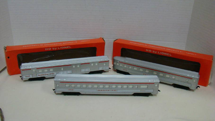 3 Silver Santa Fe Ho Scale Passenger Trains By Lio