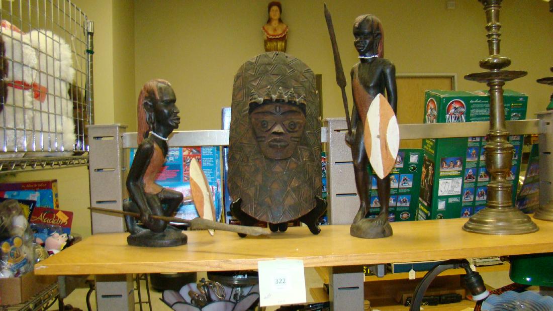 AFRICAN WOOD STATUES AND MASK (1 of 1)