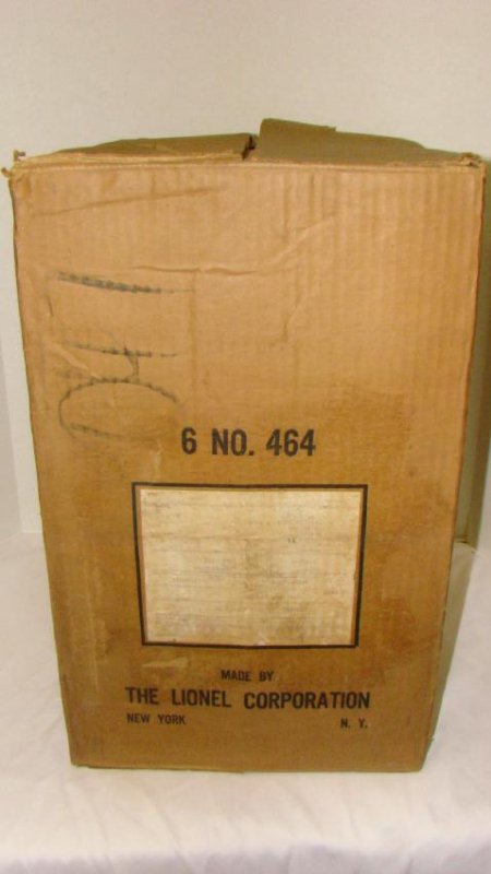 LIONEL ORIGINAL SHIPPING BOX SEALED NO 464-BOX OF: LIONEL ORIGINAL SHIPPING BOX SEALED NO 464-BOX OF 6 LUMBER MILLS-ORIGINAL LABELS-SOME PUNCTURES ON THE BOX-HAS WEAR