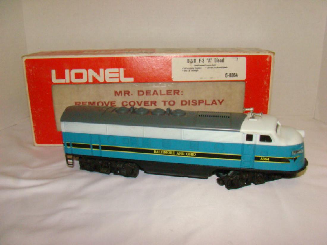 LIONEL B&O F-3 A-DIESEL 6-8364 IN ORIGINAL BOX: LIONEL B&O F-3 A-DIESEL 6-8364 IN ORIGINAL BOX - APPEARS COMPLETE WITH WARRANTY & PAMPHLETS