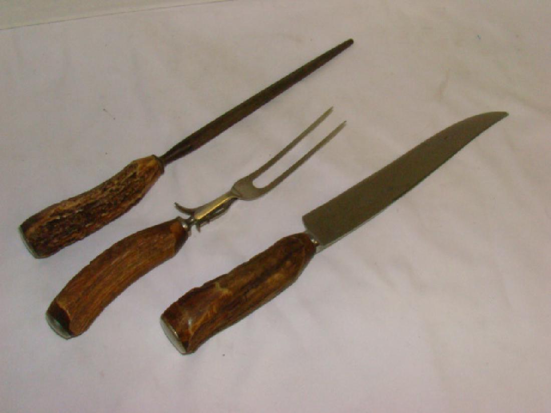 WOOD HANDLE 3 PIECE CARVING SET (1 of 6)