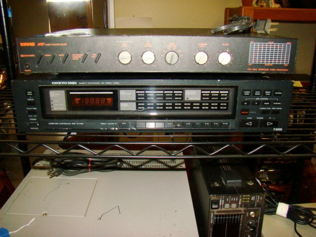 ONKYO TUNER AND SHURE AUDIO PROCESSOR: ONKYO INTEGRA QUARTZ SYNTHESIZED FM TUNER #T-9090 AND A SHURE HTS 5000 SURROUND AUDIO PROCESSEOR - TESTED