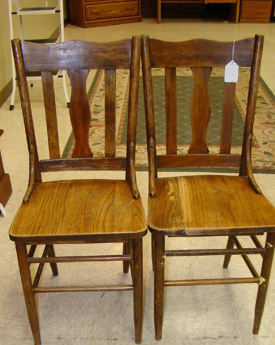 PR OF ANTIQUE AOK PLANK SIDE CHAIRS (1 of 5)